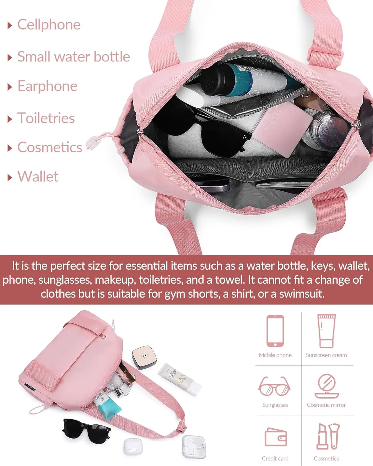 Small Gym Bag for Women，Mini Gym Tote Bag Is Waterproof inside and Out，Travel Duffle Bag Sports Bag Fashionable and Cute for Travel Weekend