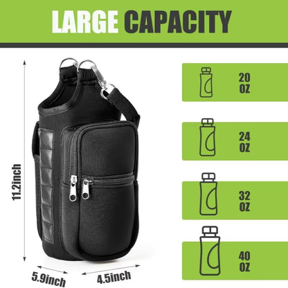 Magnetic Gym Water Bottle Holder with Phone Pocket & Shoulder Strap