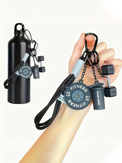 Sport Fitness Dumbbell and Barbell Keychain Set, Lanyard, Keychain for Bags, Gym Keychain, Charismatic Keychain, Keychain Accessories with Rope Charms, Water Bottle Accents, Dumbbell & Barbell Charms Pendant, Bag Ornaments for Women Men