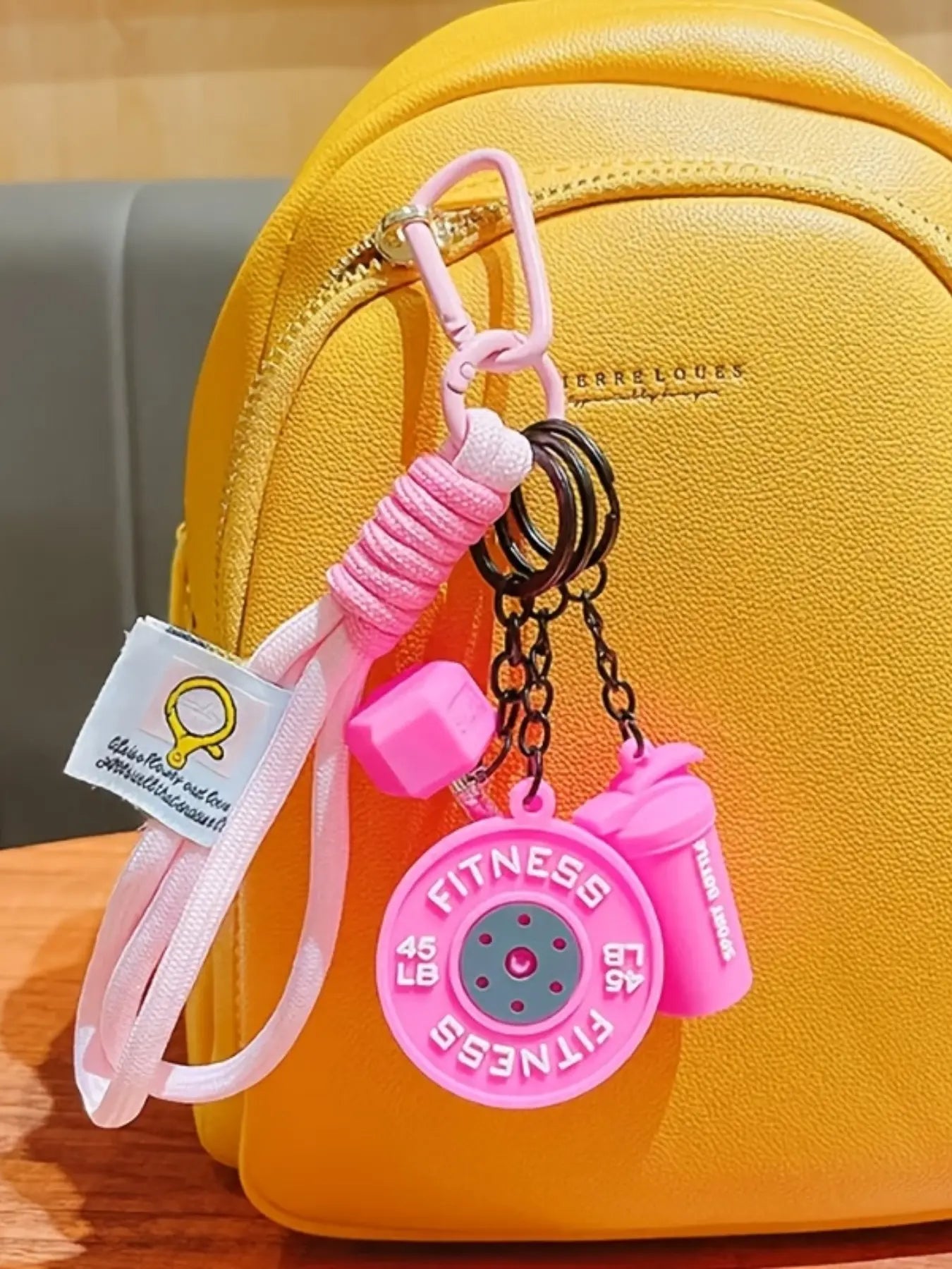 Sport Fitness Dumbbell and Barbell Keychain Set, Lanyard, Keychain for Bags, Gym Keychain, Charismatic Keychain, Keychain Accessories with Rope Charms, Water Bottle Accents, Dumbbell & Barbell Charms Pendant, Bag Ornaments for Women Men