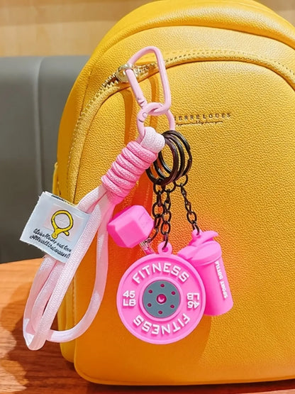 Sport Fitness Dumbbell and Barbell Keychain Set, Lanyard, Keychain for Bags, Gym Keychain, Charismatic Keychain, Keychain Accessories with Rope Charms, Water Bottle Accents, Dumbbell & Barbell Charms Pendant, Bag Ornaments for Women Men