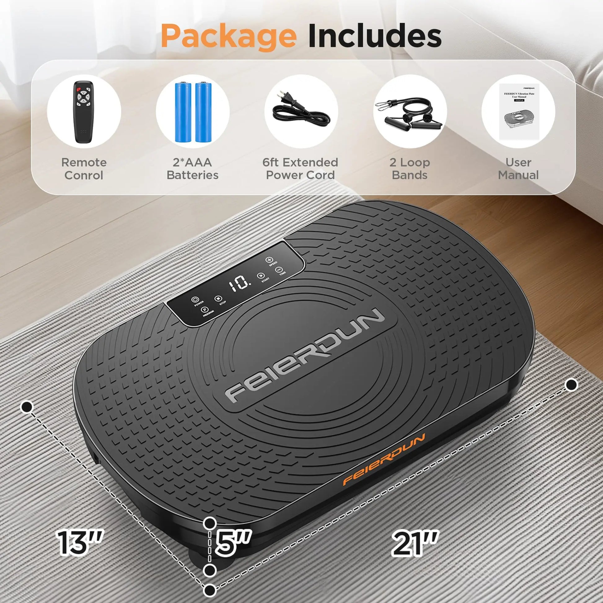 FED Fitness Feierdun Series VP2 Vibration Plate Whole Body Vibration Fitness Platform for Home Full Body Workout & Muscle Toning Training