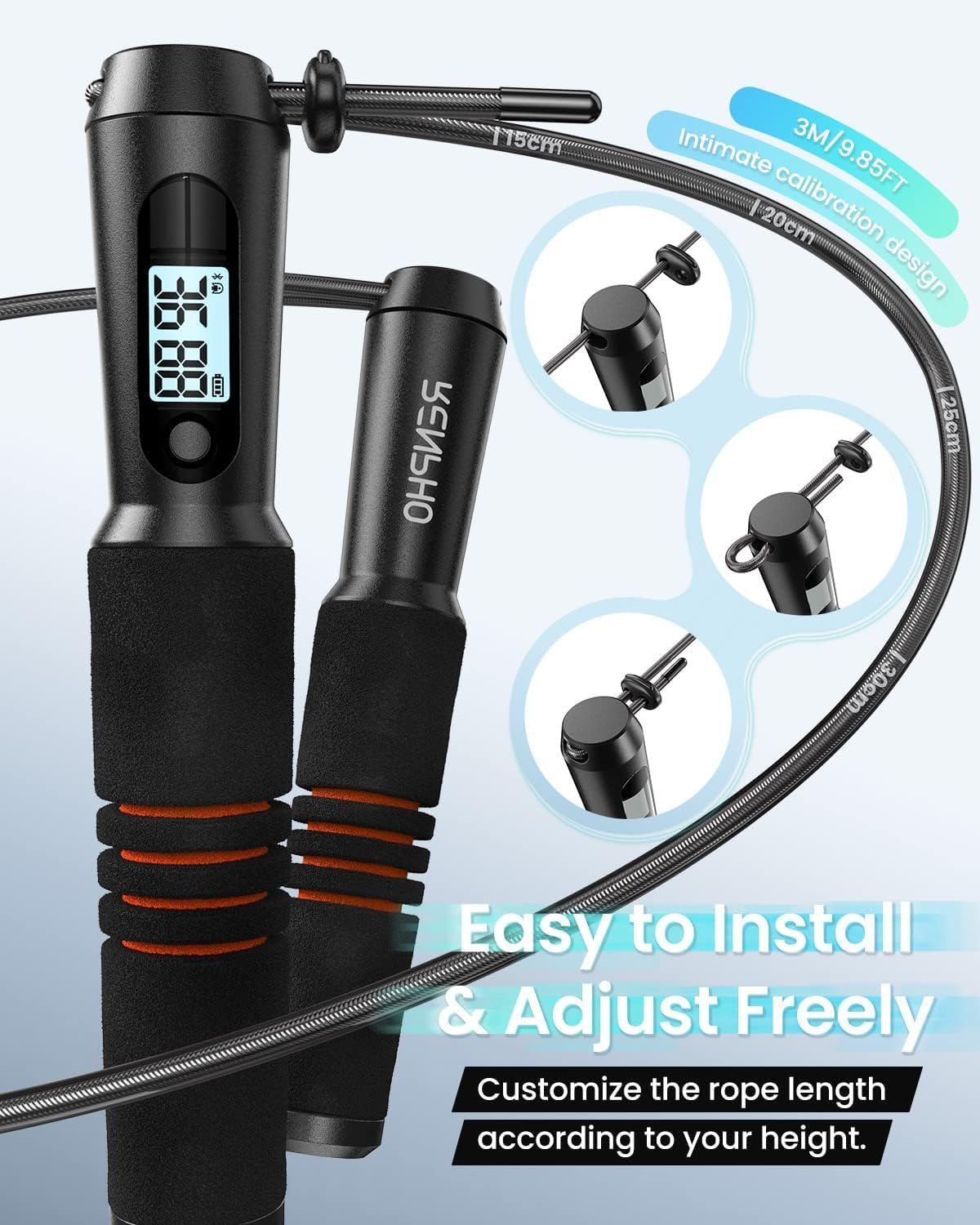 Smart Jump Rope with Digital Counter & App Tracking for Home Workouts