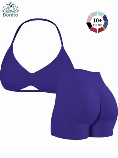 New Women'S Sporty Yoga Set, High-Waisted Tight-Fitting Shorts and Tank Top, Summer Fitness Outfit for Running and Gym Workouts, All Season Activewear, Fitness Clothes, Fitness Apparel, Fitness Clothing