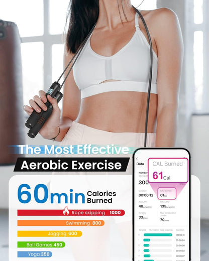 Smart Jump Rope with Digital Counter & App Tracking for Home Workouts